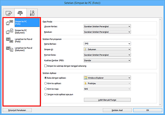 gambar: Kotak dialog Setelan